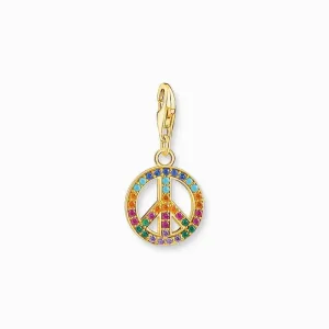 Thomas Sabo Charm Pendant Peace With Colourful Stones Gold