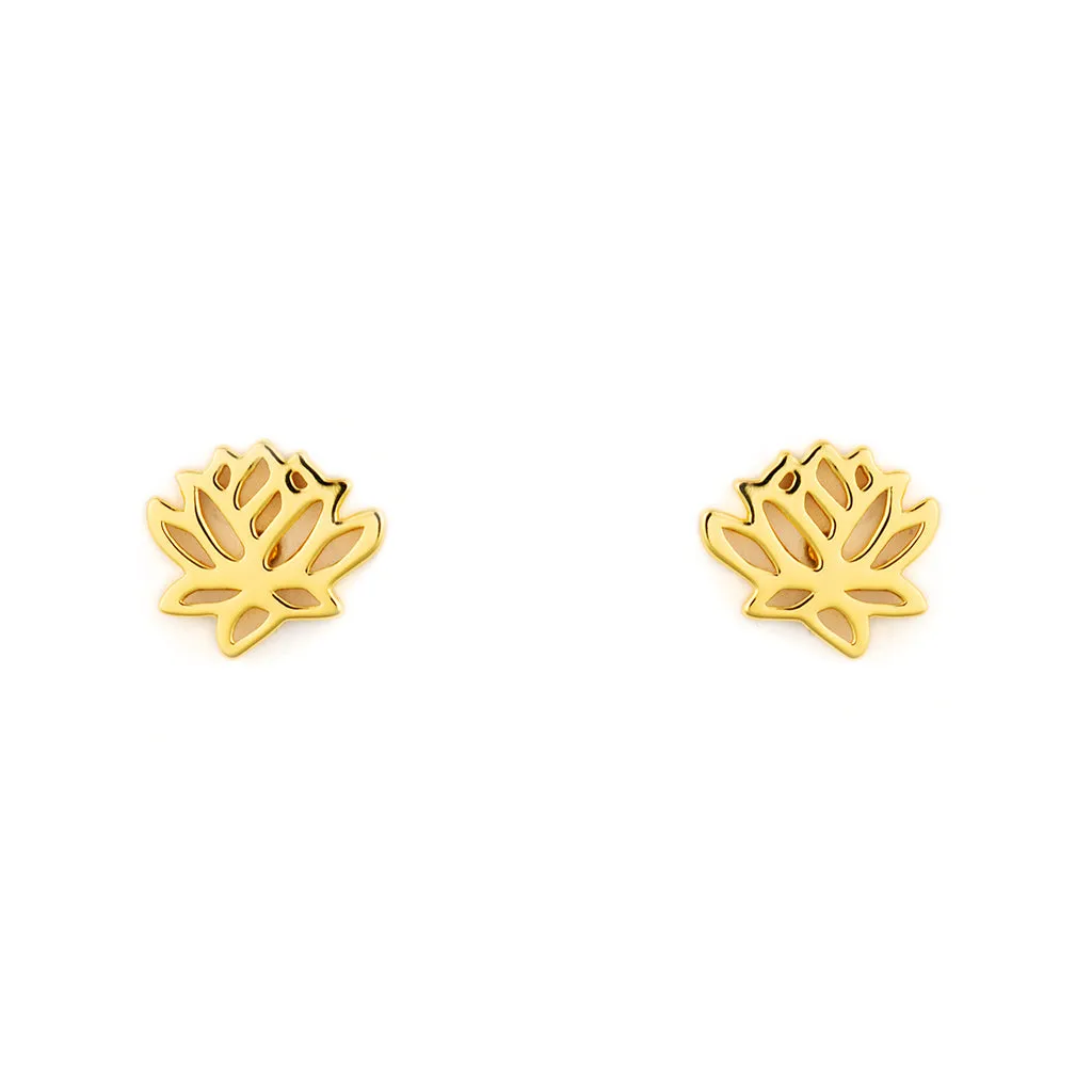Tiny Charm Post Earrings - Lotus Flower