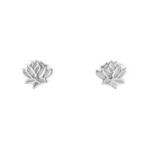 Tiny Charm Post Earrings - Lotus Flower