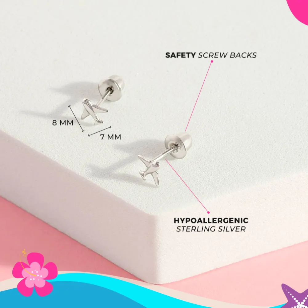 Tiny Traveler Kids / Children's / Girls Earrings Screw Back - Sterling Silver