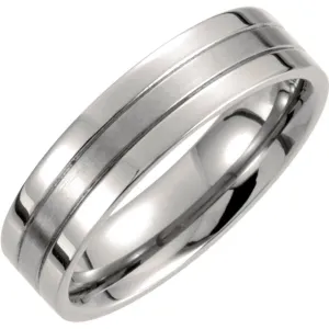 Titanium 6mm Grooved Band Size 9.5