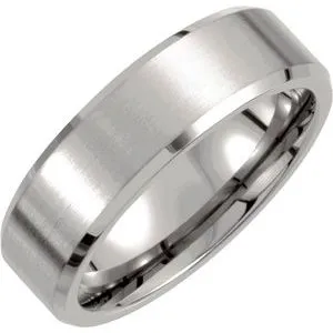 Titanium 7 mm Beveled-Edge Band with Satin Finish  Size 9.5