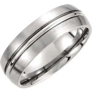 Titanium 7 mm Grooved & Satin Finished Band Size 8.5