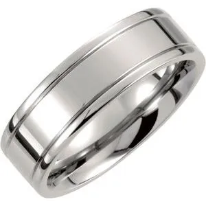 Titanium 7 mm Grooved Band Size 9