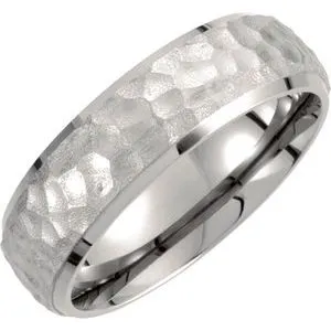 Titanium 7 mm Hammered Finish Beveled-Edge Band  Size 7.5