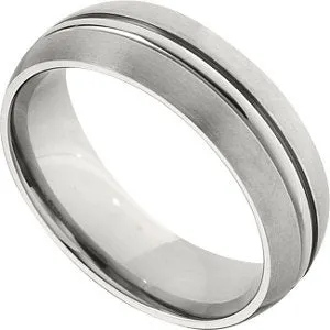 Titanium 7mm Grooved & Satin Finished Band Size 11.5