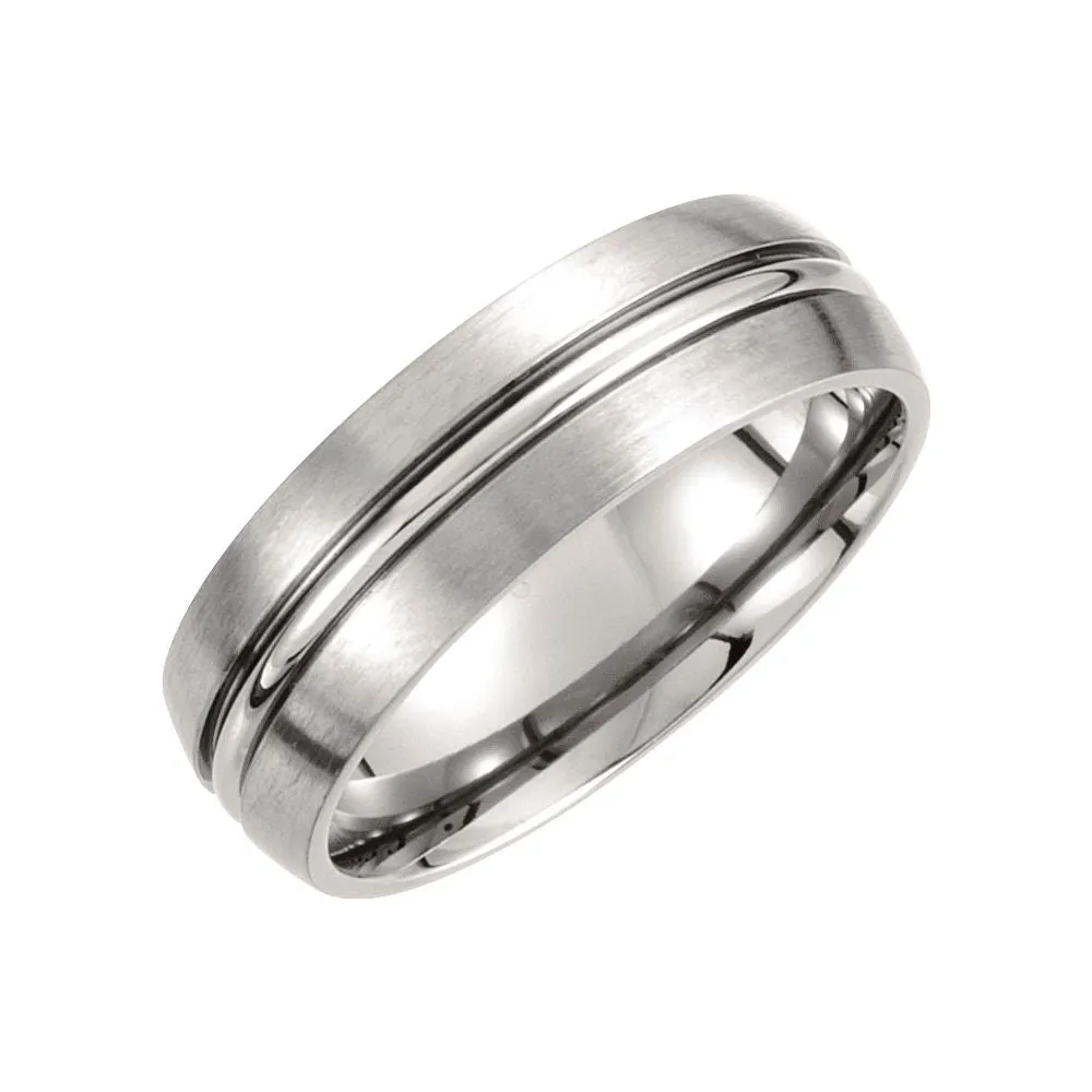 Titanium 7mm Grooved & Satin Finished Band Size 11.5
