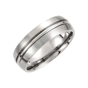 Titanium 7mm Grooved & Satin Finished Band Size 7