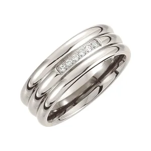 Titanium 8mm Diamond Grooved Band Size 8.5