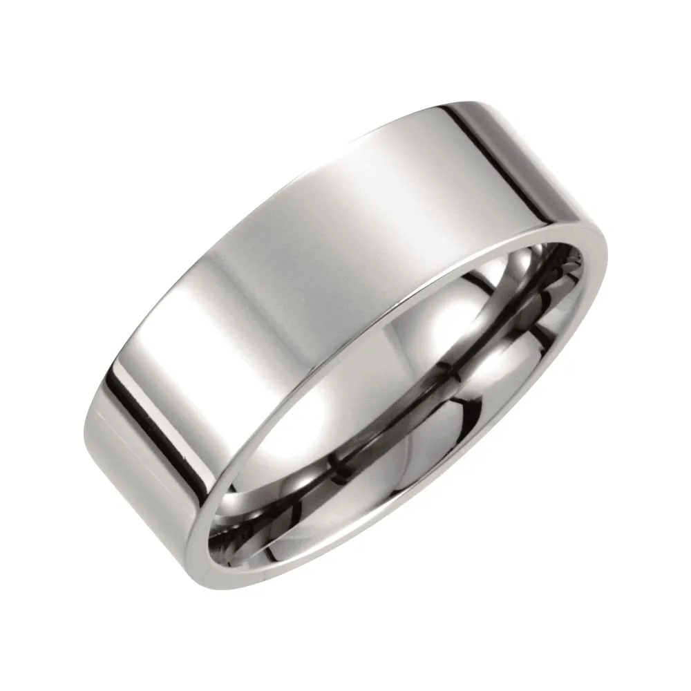 Titanium 8mm Flat Polished Band Size 6.5