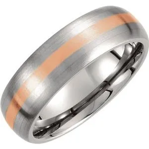 Titanium & 14K Rose Inlay 7 mm Satin Finish Band Size 9.5