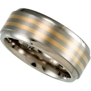 Titanium & 14k Yellow Gold Band Size 10
