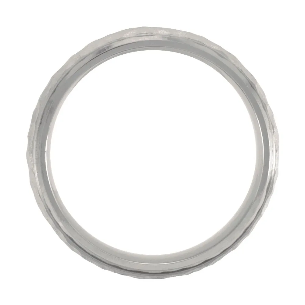 Titanium & Gold Immerse Plated 7mm Hammered Finish Beveled Edge Band Size 11.5