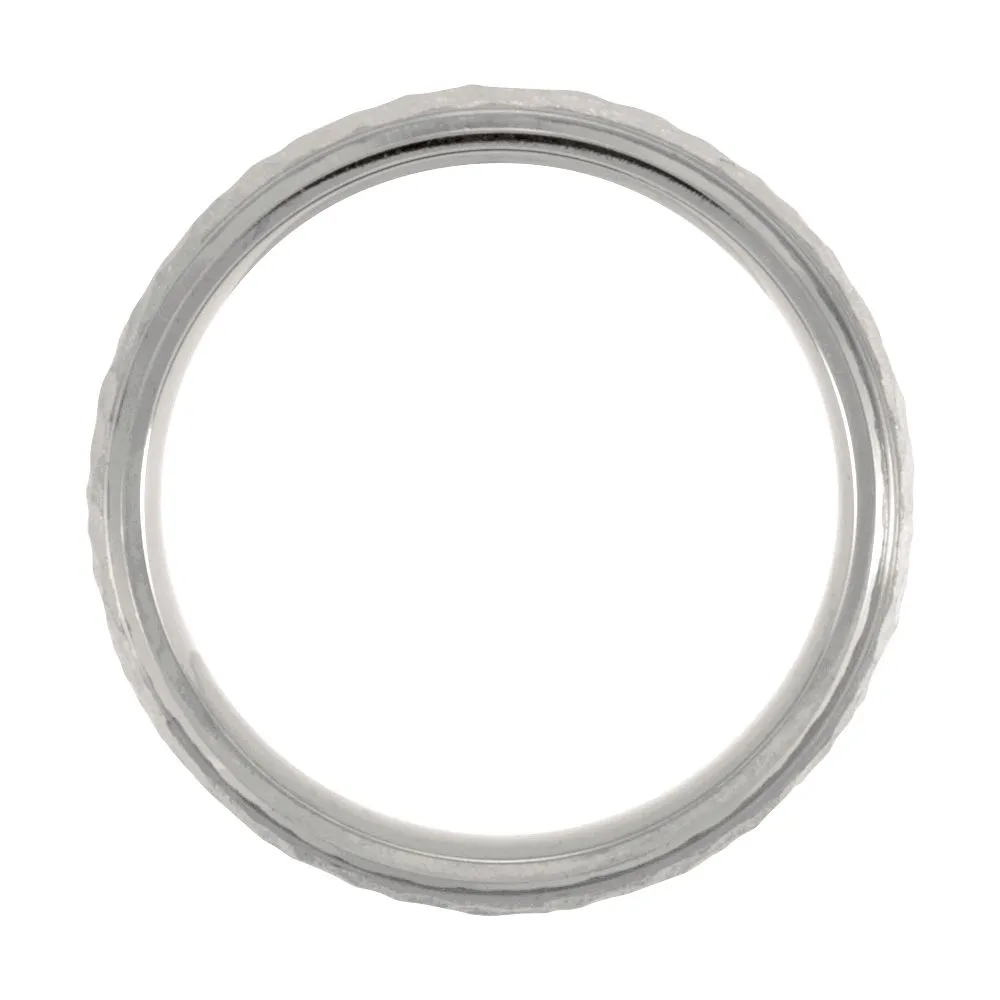 Titanium & Rose Immerse Plated 7mm Hammered Finish Beveled Edge Band Size 6