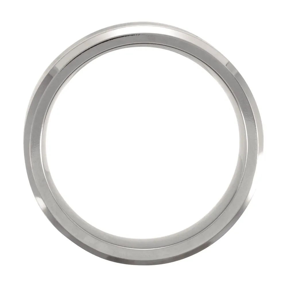 Titanium & Sterling Silver Inlay 9mm Beveled Edge Band Size 9