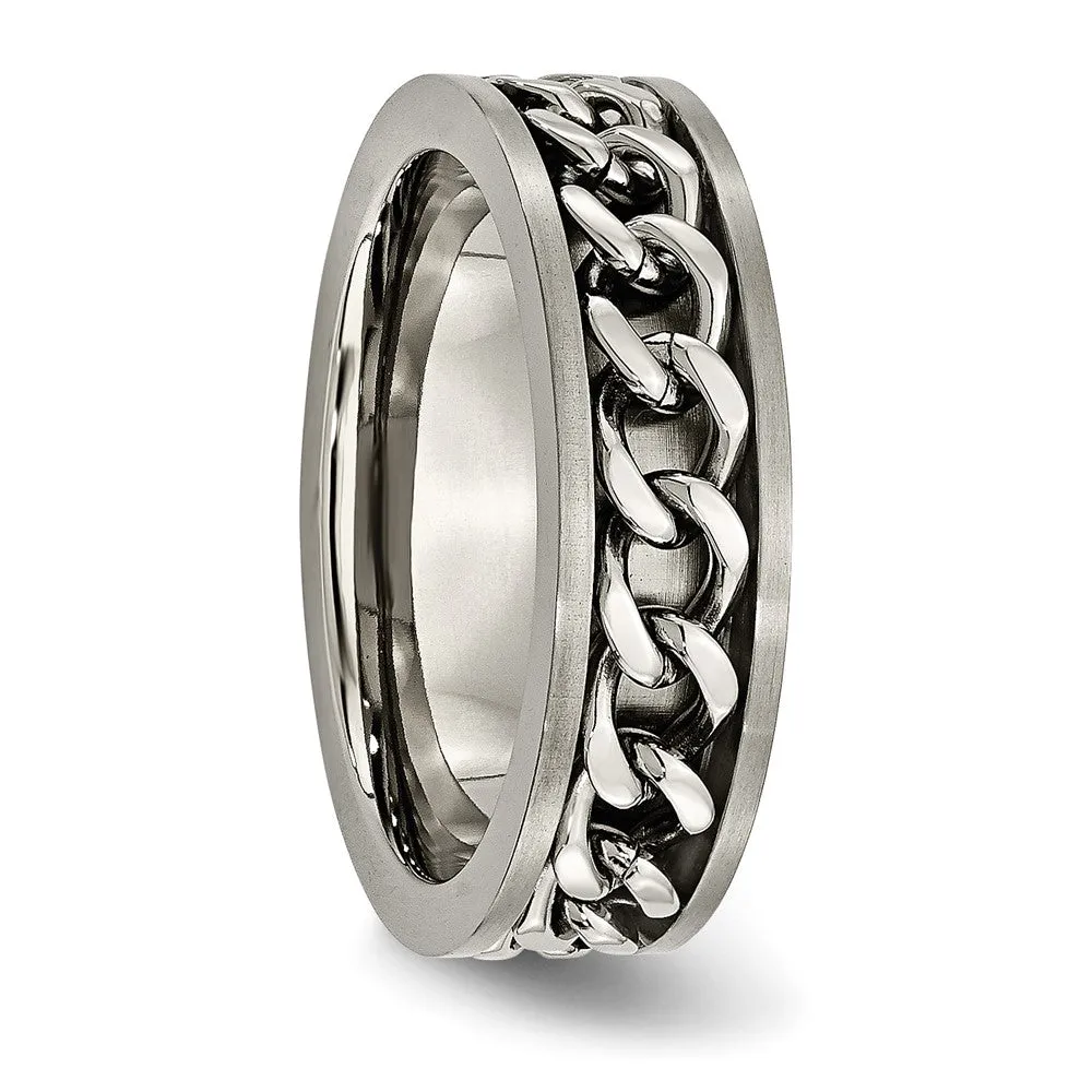 Titanium Brushed 7mm Chain Inlay Band