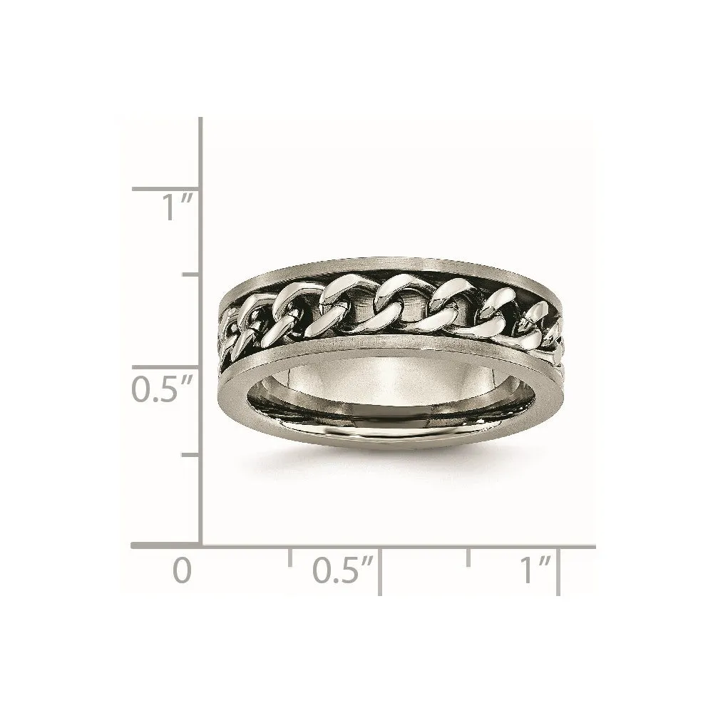 Titanium Brushed 7mm Chain Inlay Band