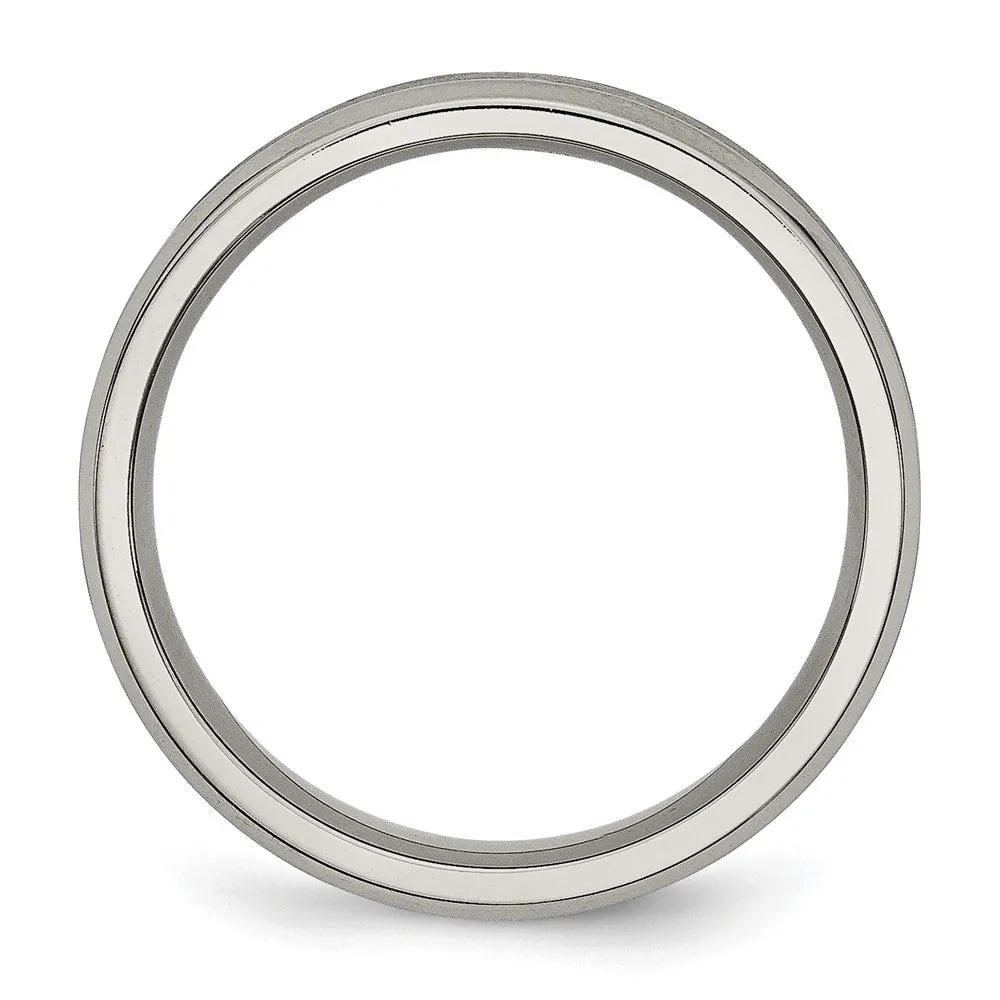 Titanium Brushed & Polished Concave 6mm Beveled Edge Band