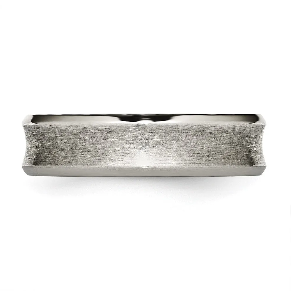 Titanium Brushed & Polished Concave 6mm Beveled Edge Band