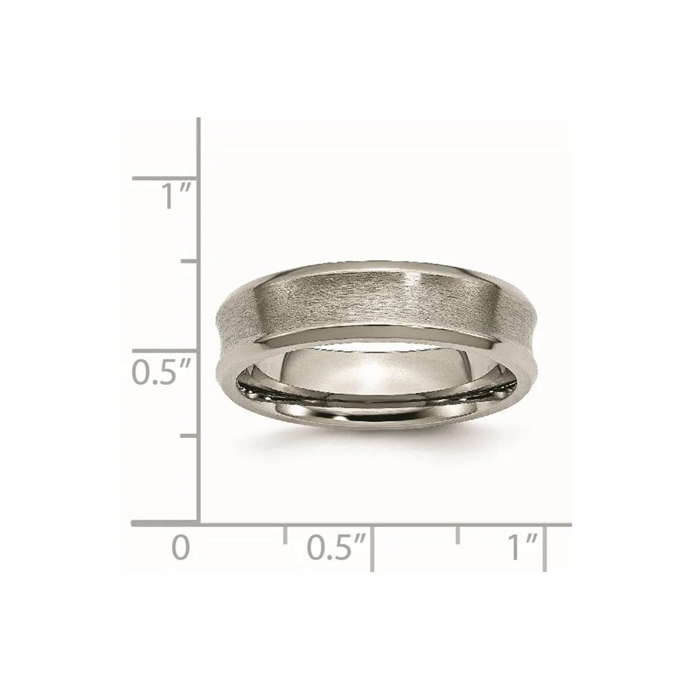 Titanium Brushed & Polished Concave 6mm Beveled Edge Band