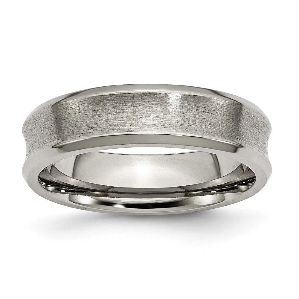 Titanium Brushed & Polished Concave 6mm Beveled Edge Band