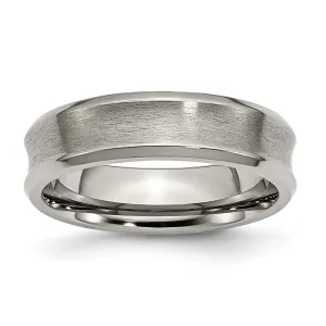 Titanium Brushed & Polished Concave 6mm Beveled Edge Band
