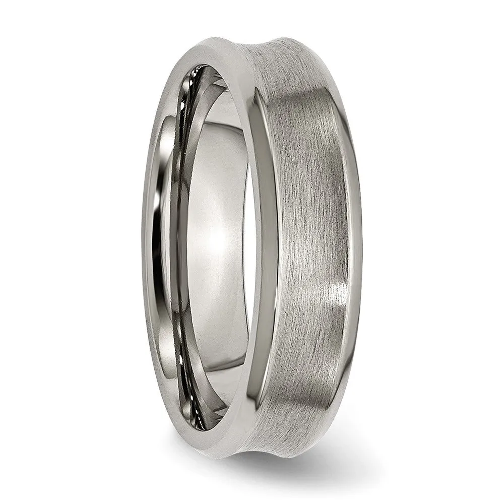 Titanium Brushed & Polished Concave 6mm Beveled Edge Band