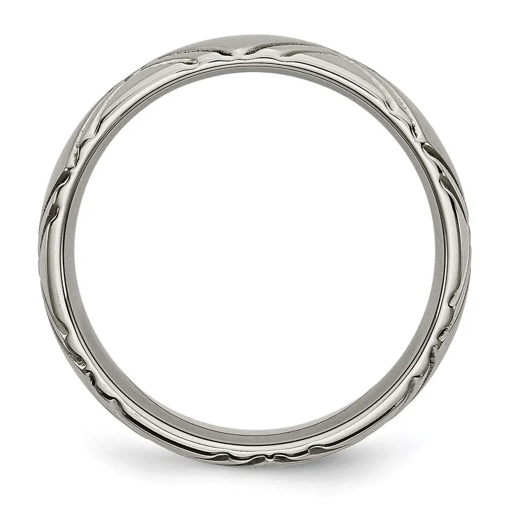 Titanium Brushed and Polished 6mm Criss-cross Design Band