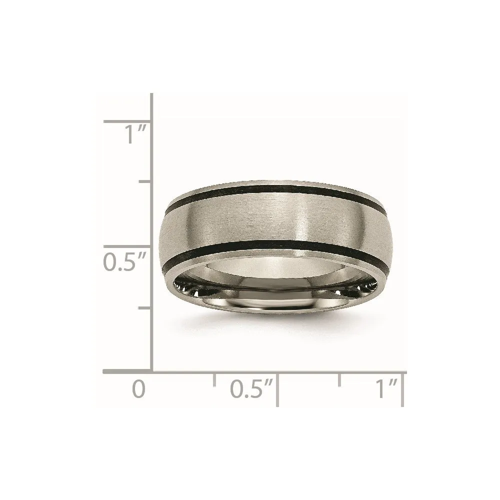 Titanium Brushed with Black Rubber 8mm Band