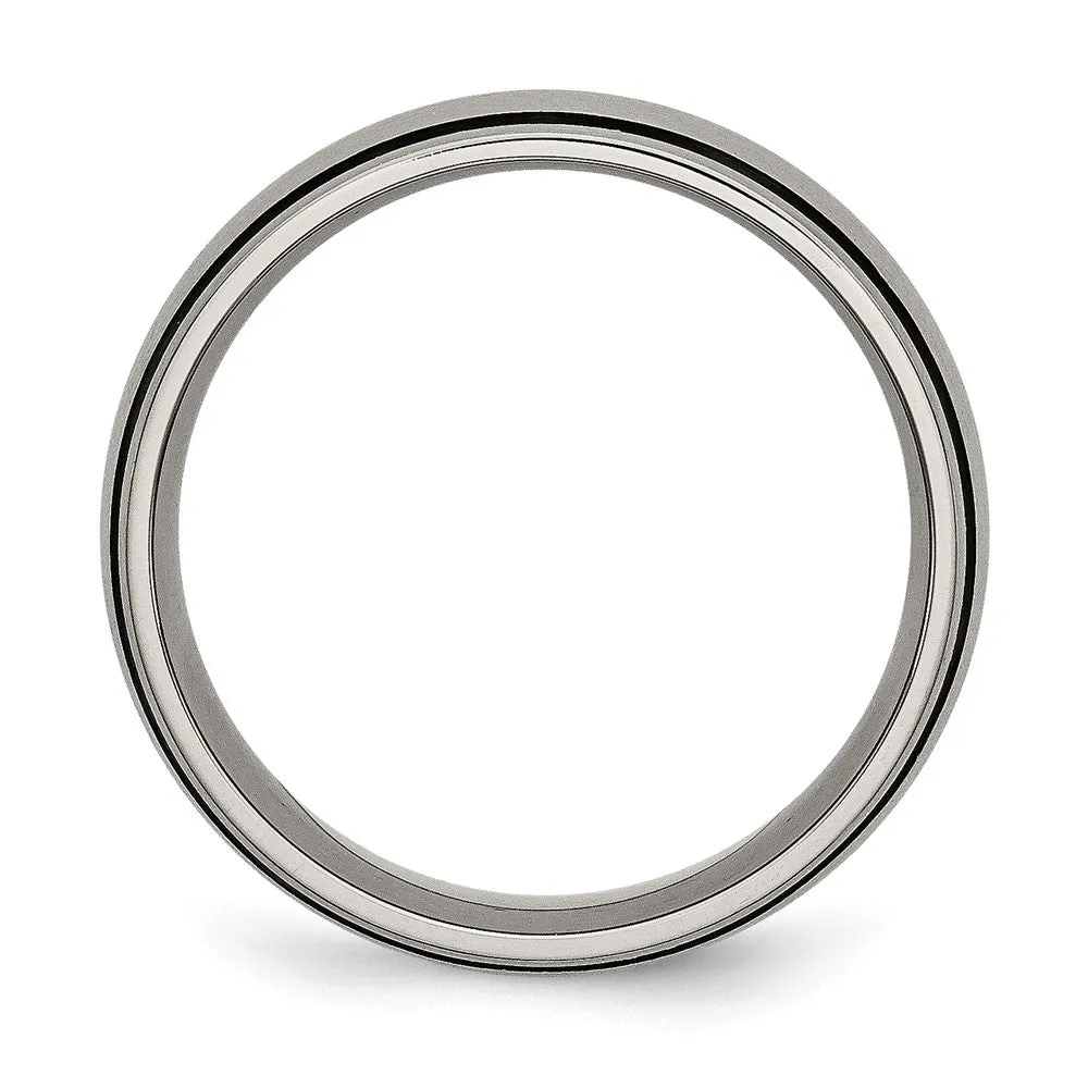 Titanium Brushed with Black Rubber 8mm Band
