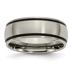 Titanium Brushed with Black Rubber 8mm Band
