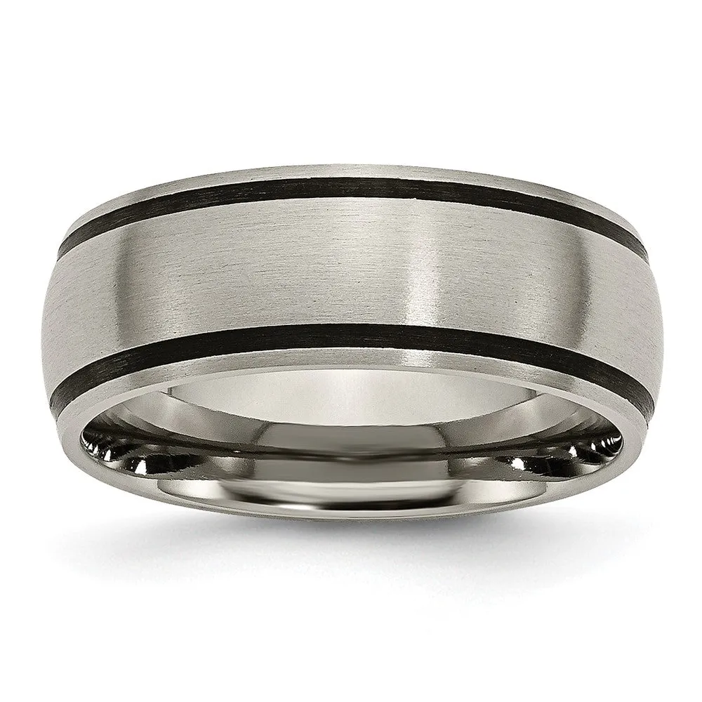Titanium Brushed with Black Rubber 8mm Band