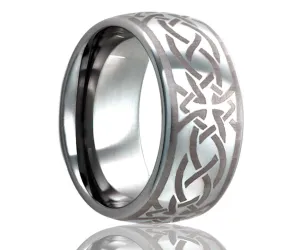 Titanium Dome Laser Engraved Cross Ring