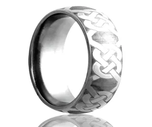 Titanium Dome Laser Engraved Infinity Knot Ring