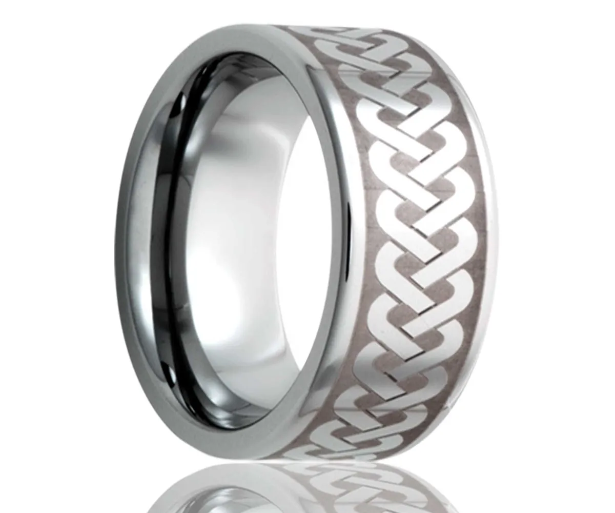 Titanium Flat Laser Engraved Braid Ring