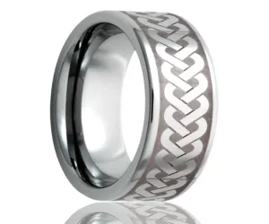 Titanium Flat Laser Engraved Braid Ring