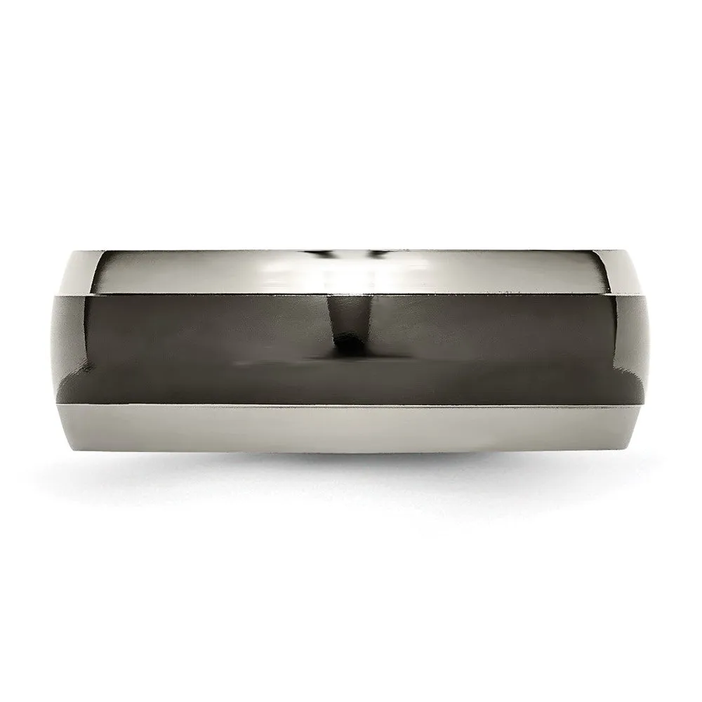 Titanium Grey & Black Ti Polished 8mm Band