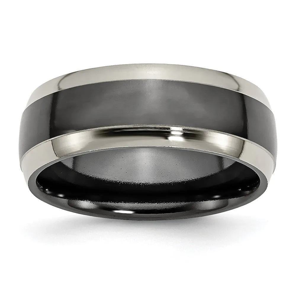 Titanium Grey & Black Ti Polished 8mm Band