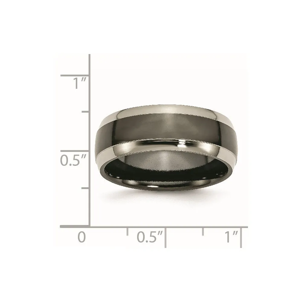 Titanium Grey & Black Ti Polished 8mm Band