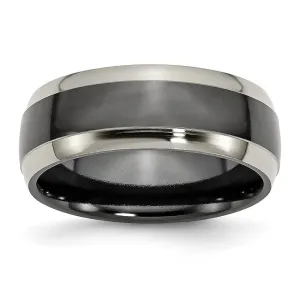 Titanium Grey & Black Ti Polished 8mm Band