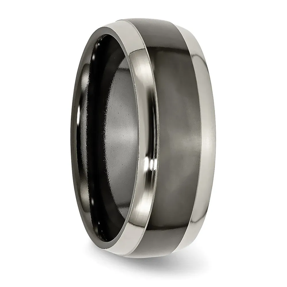 Titanium Grey & Black Ti Polished 8mm Band