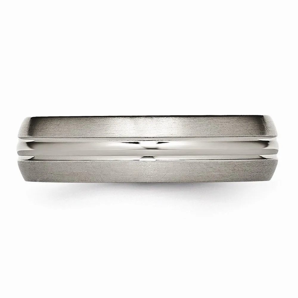 Titanium Grooved 6mm Brushed and Polished Band