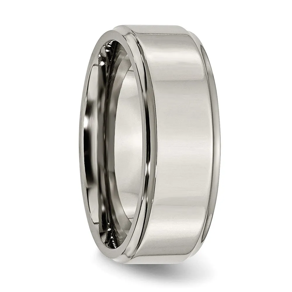 Titanium Polished 8mm Ridged Edge Band