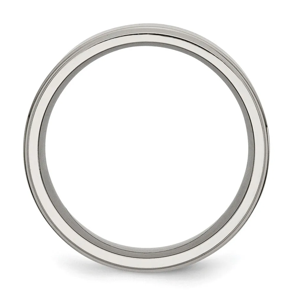 Titanium Polished 8mm Ridged Edge Band