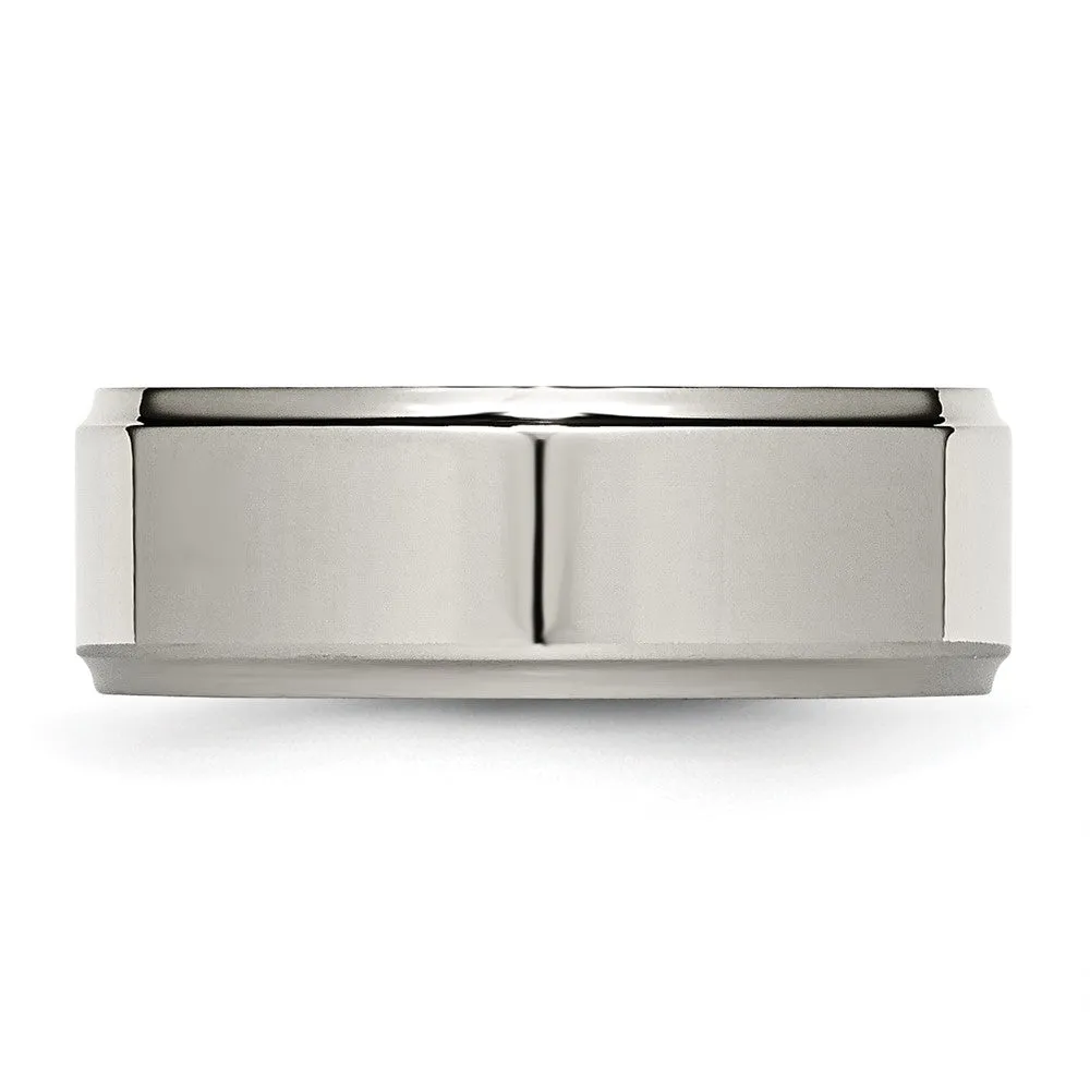 Titanium Polished 8mm Ridged Edge Band