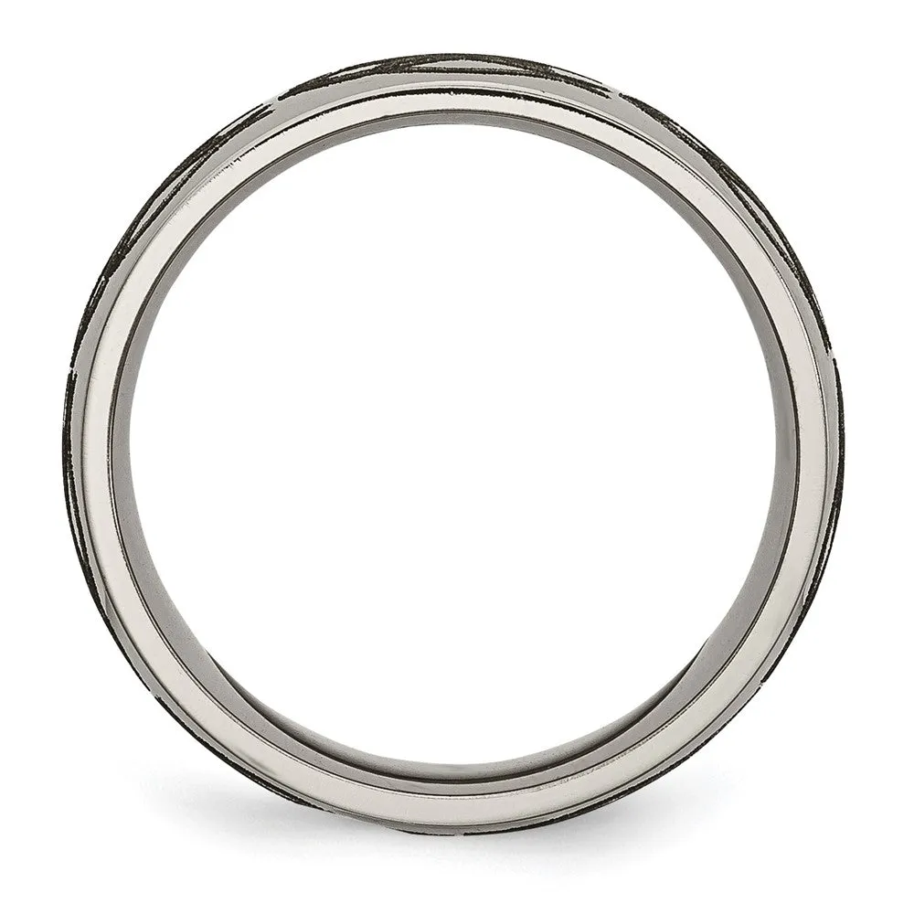 Titanium Polished Flame Laser Design 8mm Band