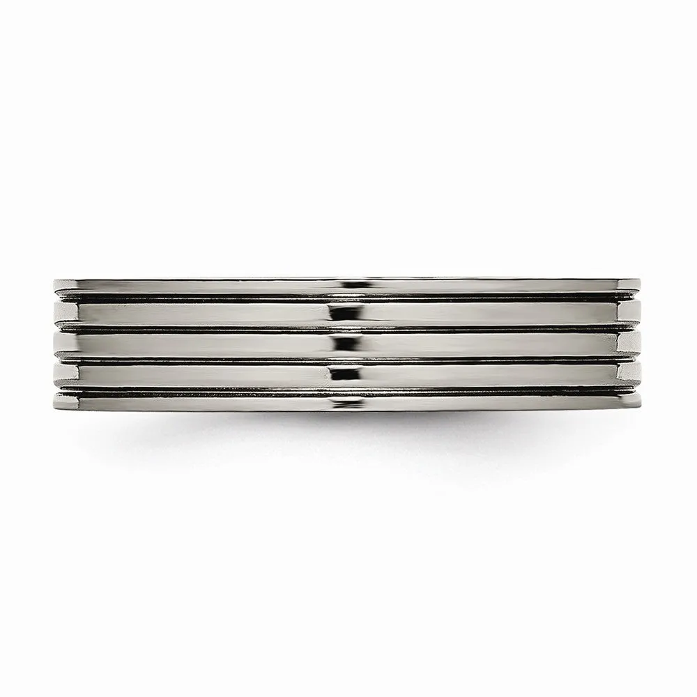 Titanium Polished Grooved Comfort Back Ring