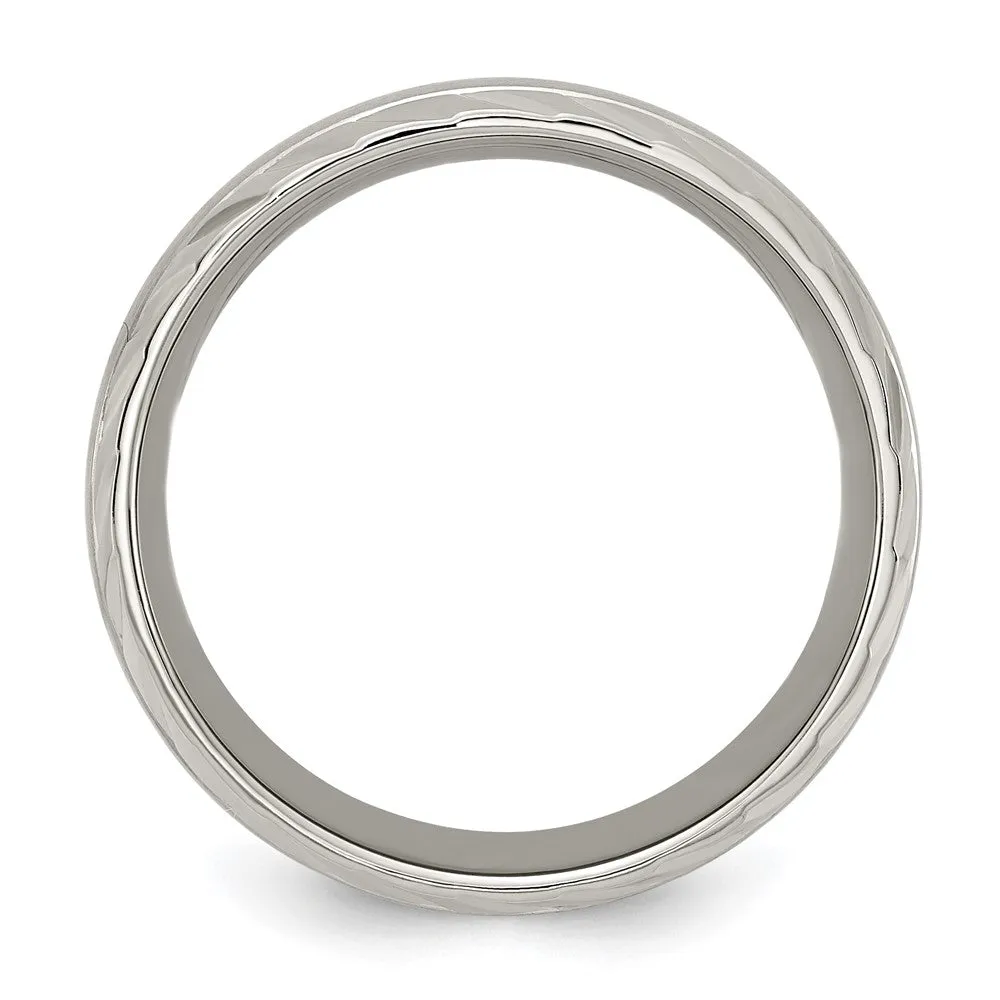Titanium Polished w/Brushed Center & Grooved Edge 8mm Band