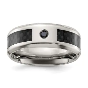 Titanium Polished with Black Carbon Fiber Inlay & CZ 8mm Band