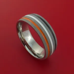 Titanium Ring with 3 Color Inlay Custom Made Band
